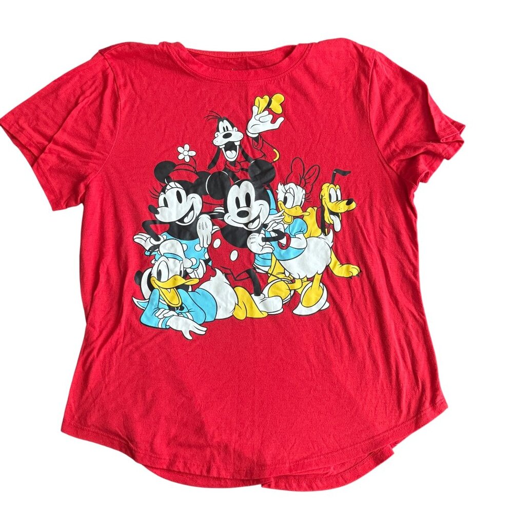 Disney Mickey & Friends Red T-Shirt Featuring Mickey Minnie Donald Pluto Goofy D